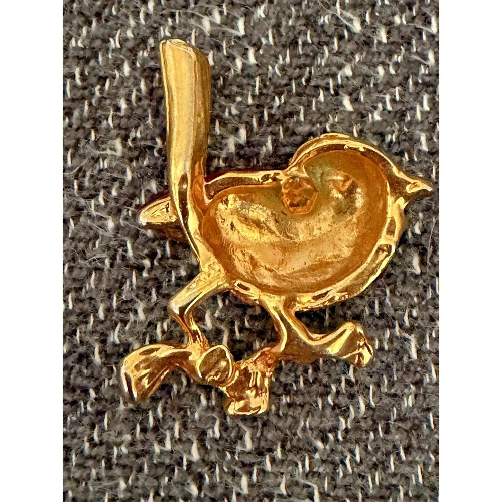 Vintage Retro Y2k Tropical‎ Forest Nature Colorful Bird Lapel Pin w Red Eye.